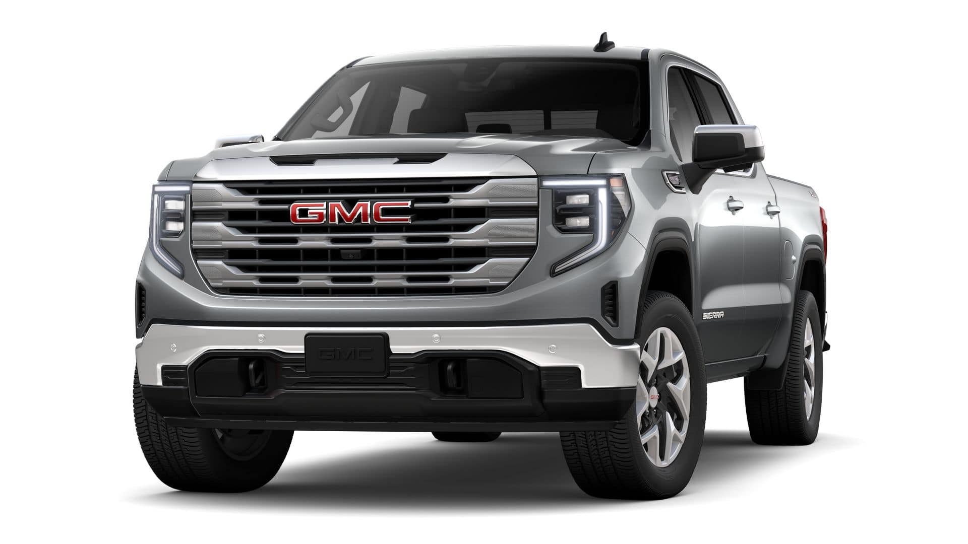 2026 GMC Sierra 1500 SLE in Sterling Metallic — front three-quarter view