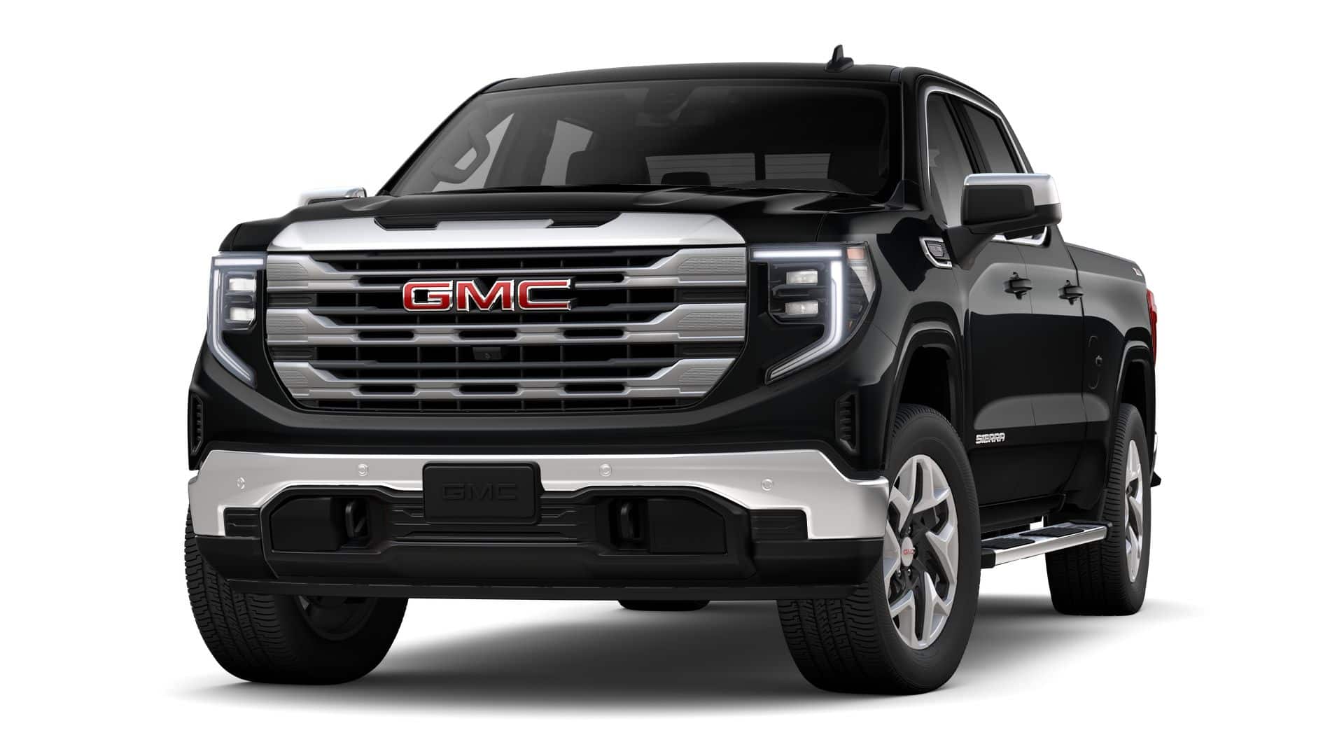2026 GMC Sierra 1500 SLE in Onyx Black — front three-quarter view