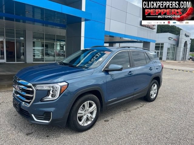 2024 GMC Terrain SLE in Downpour Metallic — front three-quarter view