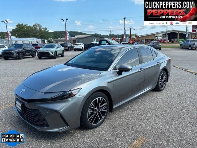 2025 Toyota Camry LE in Gray — front three-quarter view